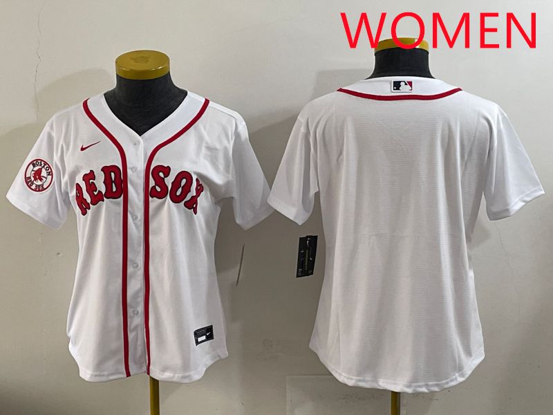 Women 2025 Boston Red Sox Blank White Game Nike MLB Jersey style 2->women mlb jersey->Women Jersey